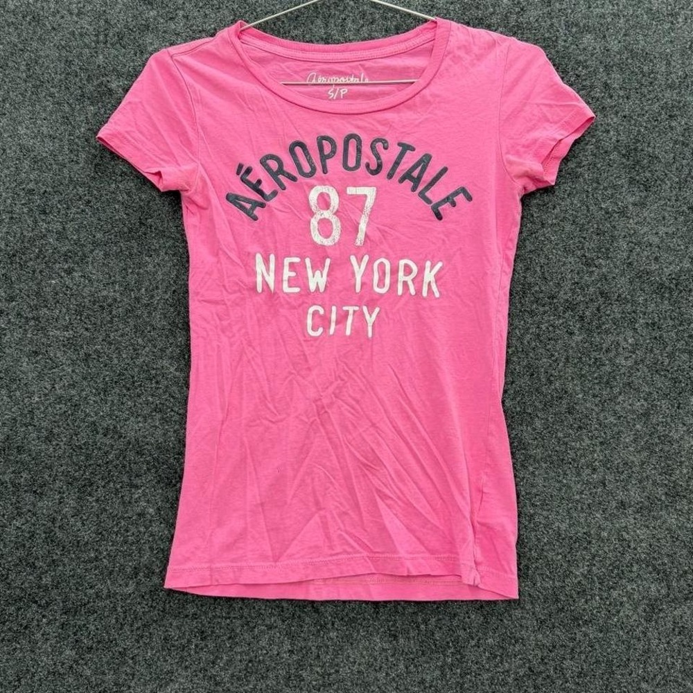 Aeropostale 87 New York City Graphic Baby Tee Womens S Pink Y2K Top